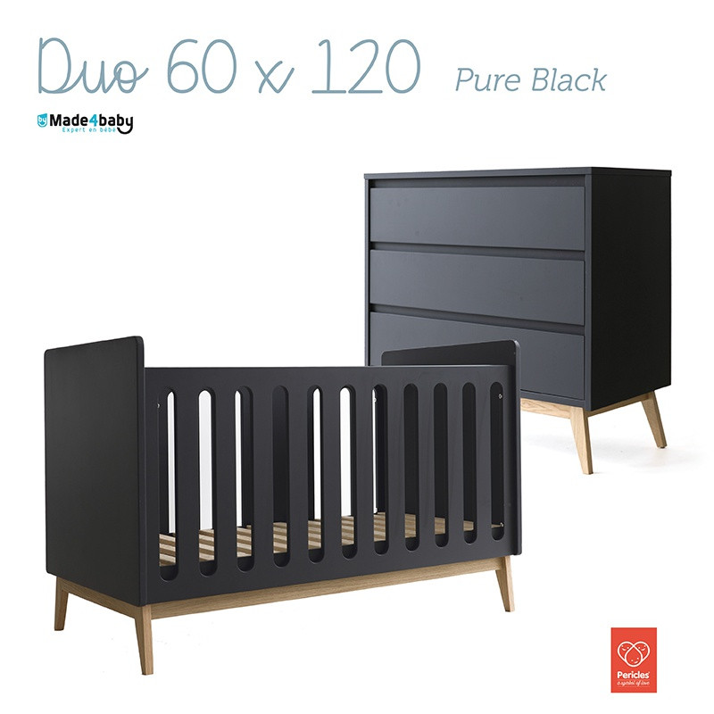 Chambre duo avec lit 60x120 PERICLES Pure noir