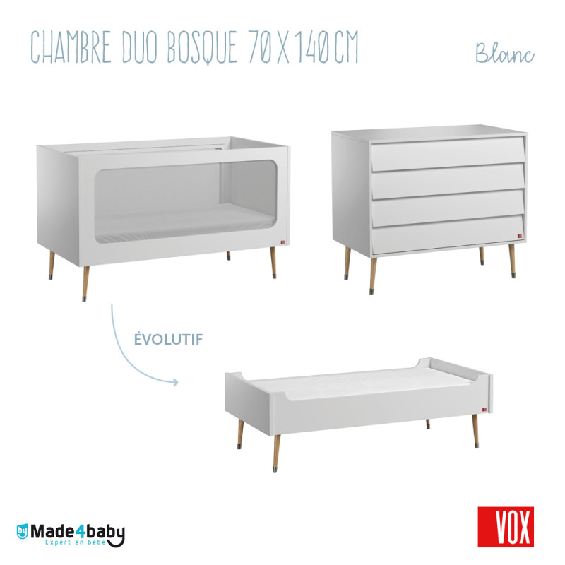 Chambre duo avec lit 70x140 Bosque VOX Blanc