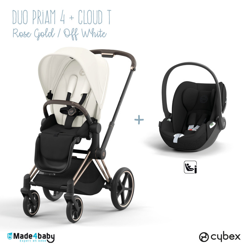 Duo poussette Priam 4 + Cloud T i-Size CYBEX RoseGold/Off White