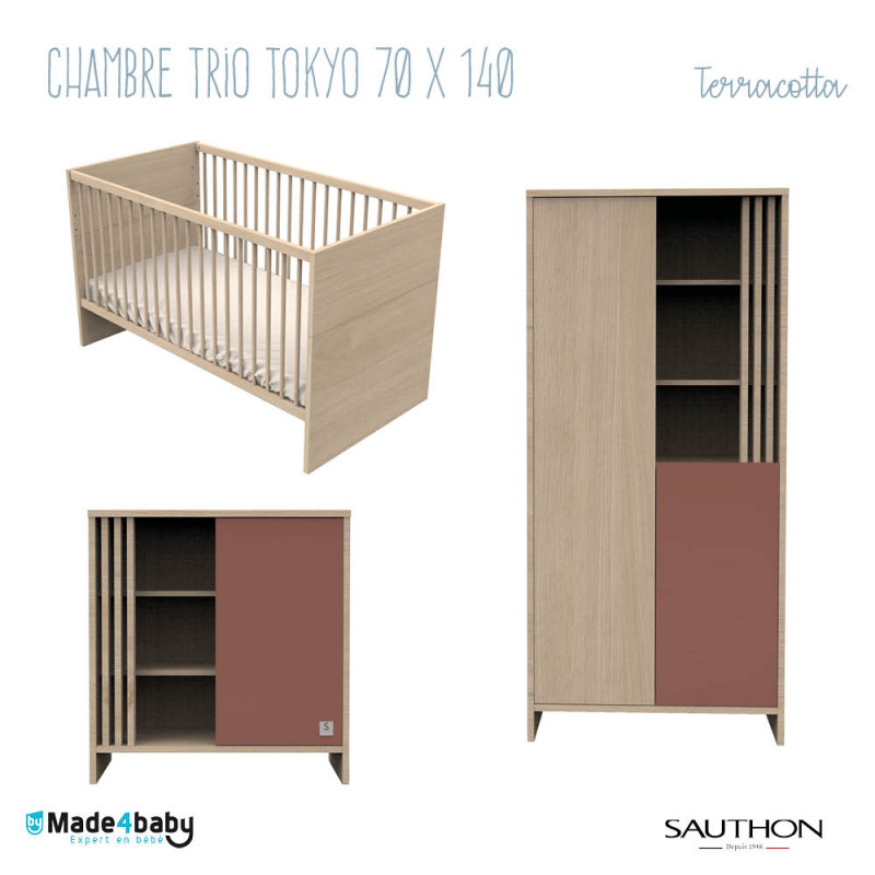 Chambre trio avec lit 70x140 Terracotta SAUTHON Tokyo